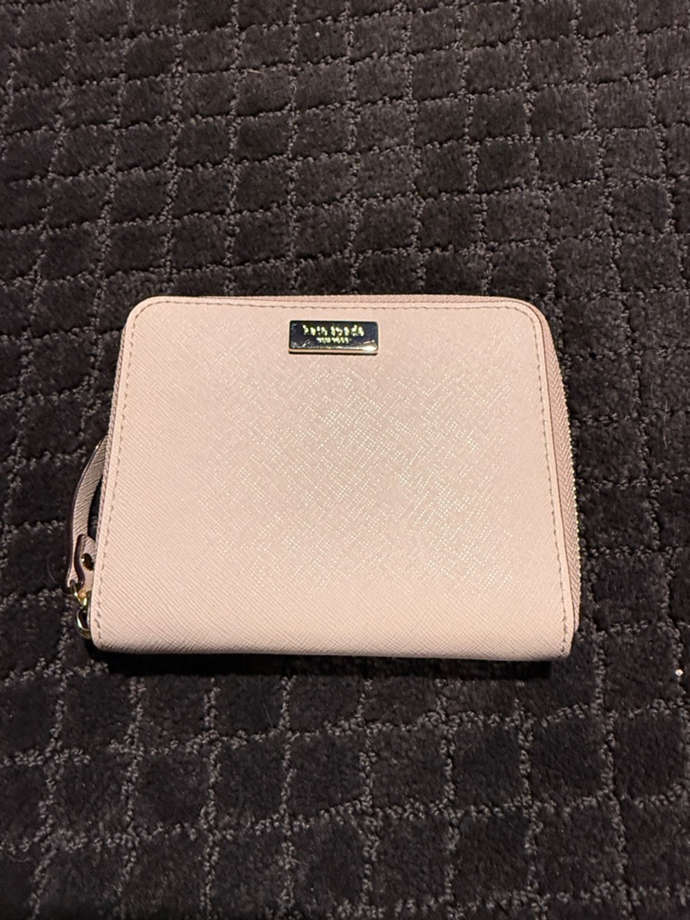 kate spade blush pink zip-around compact wallet